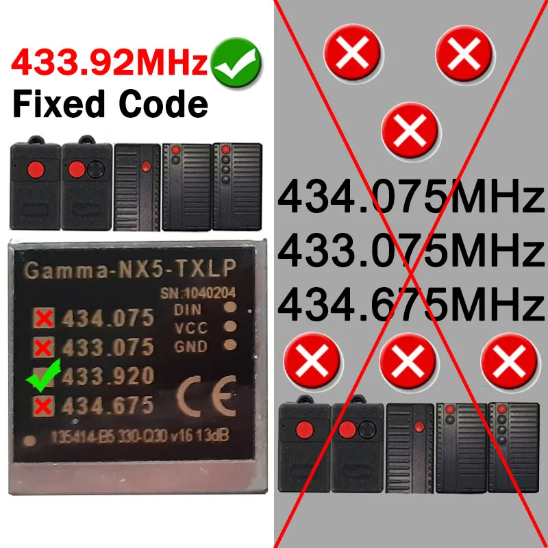 100% Clone ANSONIC SF 433 1 2E 4E 1MINI/M 2MINI/M Garage Door Opener Remote Control 433.92MHz Fixed Code