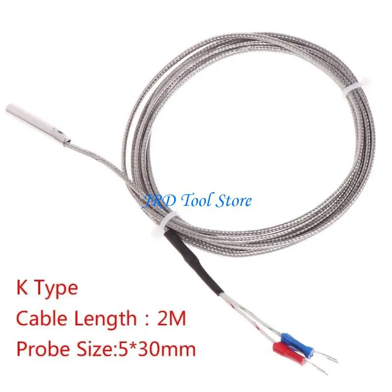A2UD 2M temperatura termopar tipo K 0-600 ℃ 5*30 mm Probe acero inoxidable para medir temperatura del