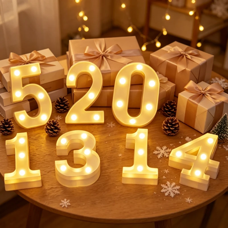 LED Number Lamp Luminous Sign Decorative Night Light for Wedding Birthday Party Home Bedroom Ornament Warm Glow Table Decor