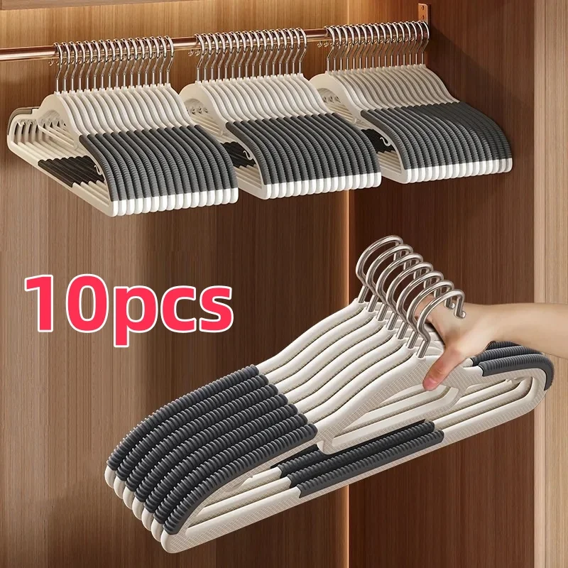 10 Piece Set Of Heavy-Duty Dry And Wet Hangers With Anti Slip Pads Saving Space With a 0.2-Inch Thick Ultra Light Organizer