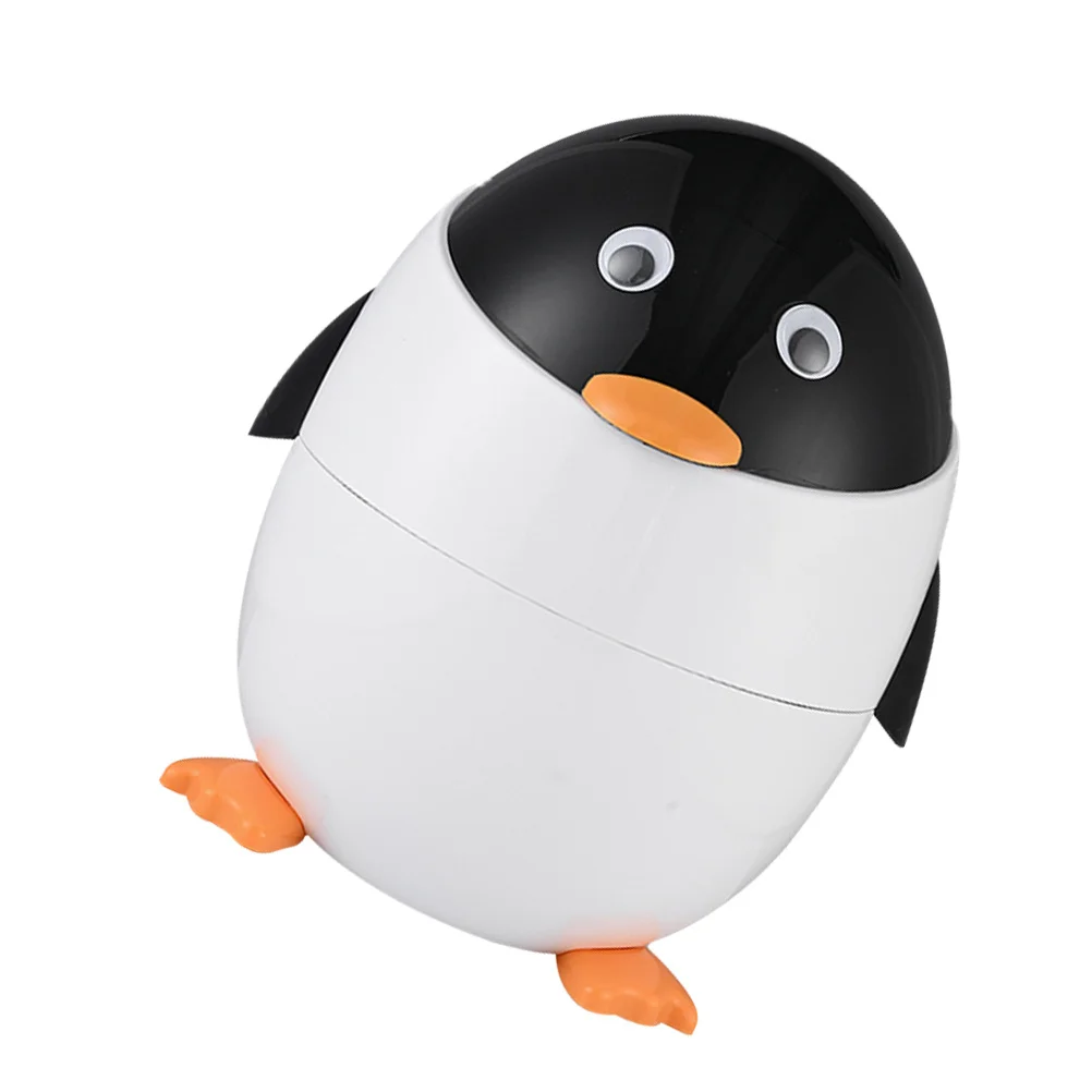 

Милый мусорный бак с изображением пингвина и крышкой, большая вместительная корзина для мусора с мультяшными животными для хранения в спальне, кухне