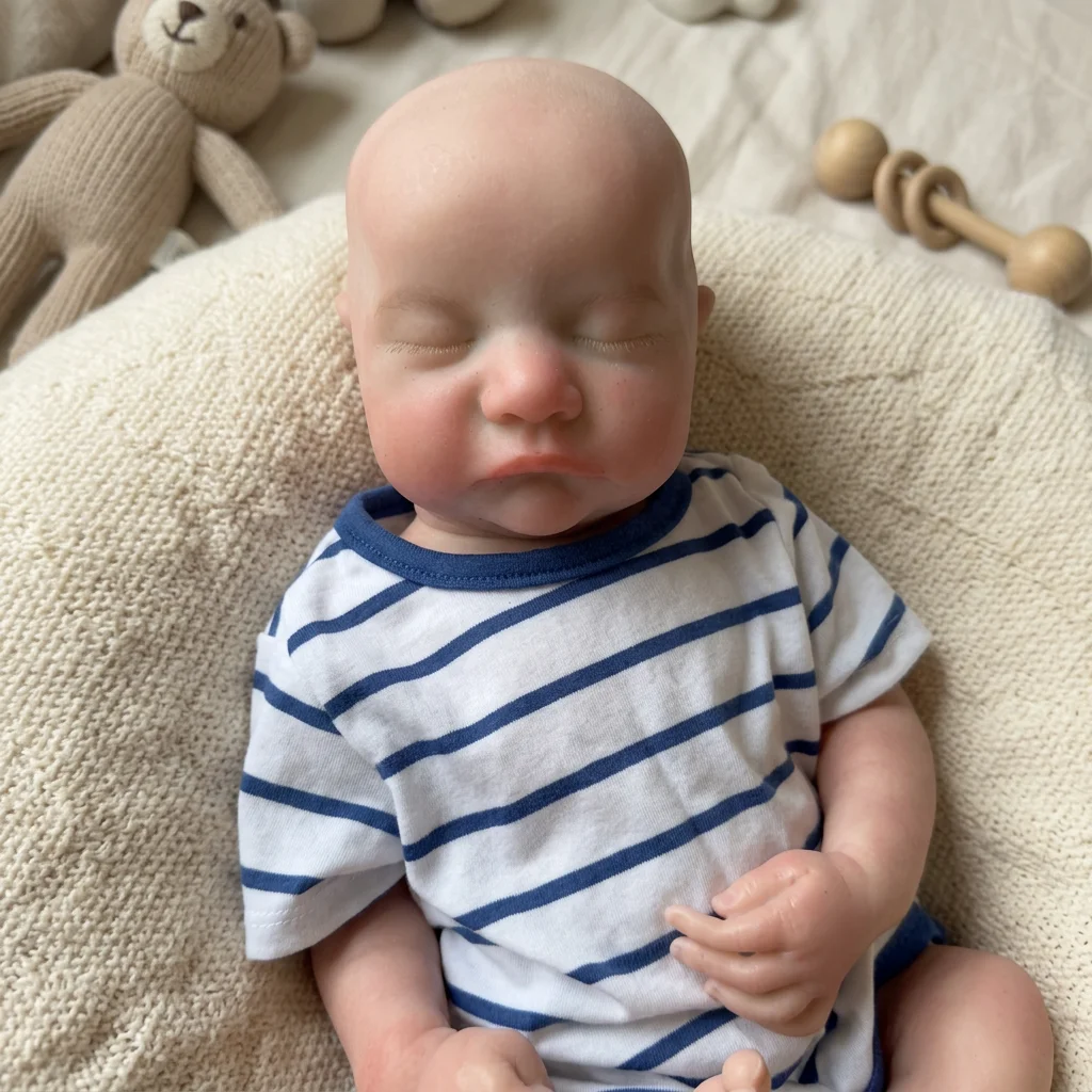 16 Inch Full Body Solid Silicone Reborn Baby Doll Levi Hand Painted Visible Veins 3D Skin Texture Lifelike Soft Touch Bebe