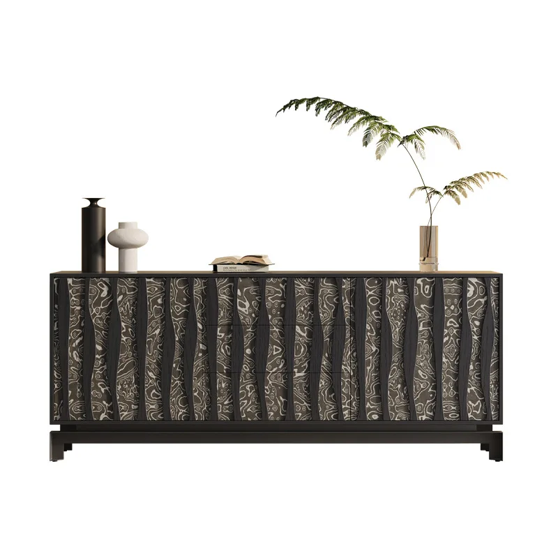 LTT Italian light luxury solid wood dining side cabinet living room floor-to-wall decorative locker