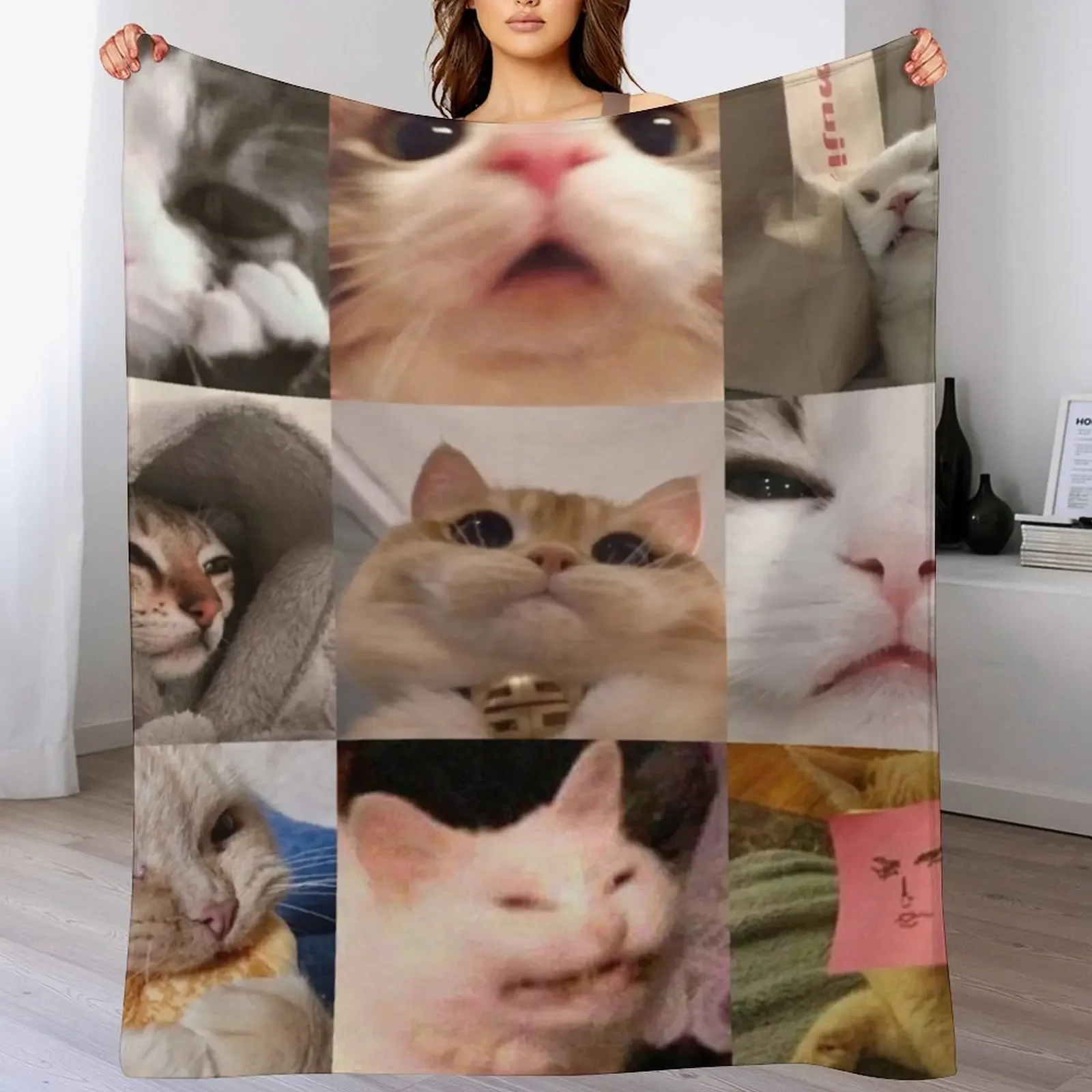 

Meme Cats 2.0 Throw Blanket Extra Large Throw Furrys decorative Blankets