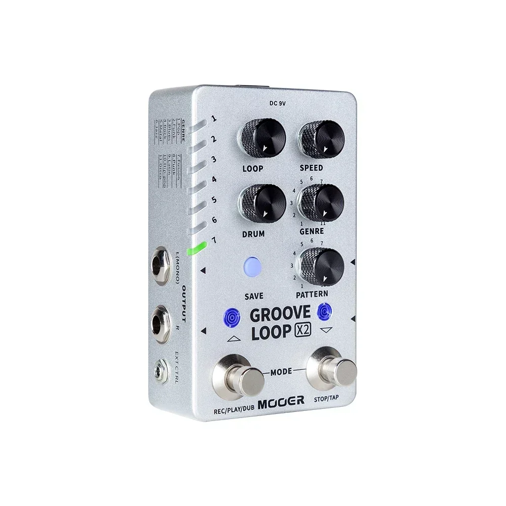 MOOER Guitar Effect Pedal Groove Loop X2 Stereo Looper Pedal With 14 Save Slots Drum Machine Pedal 121 Different Drum Effects