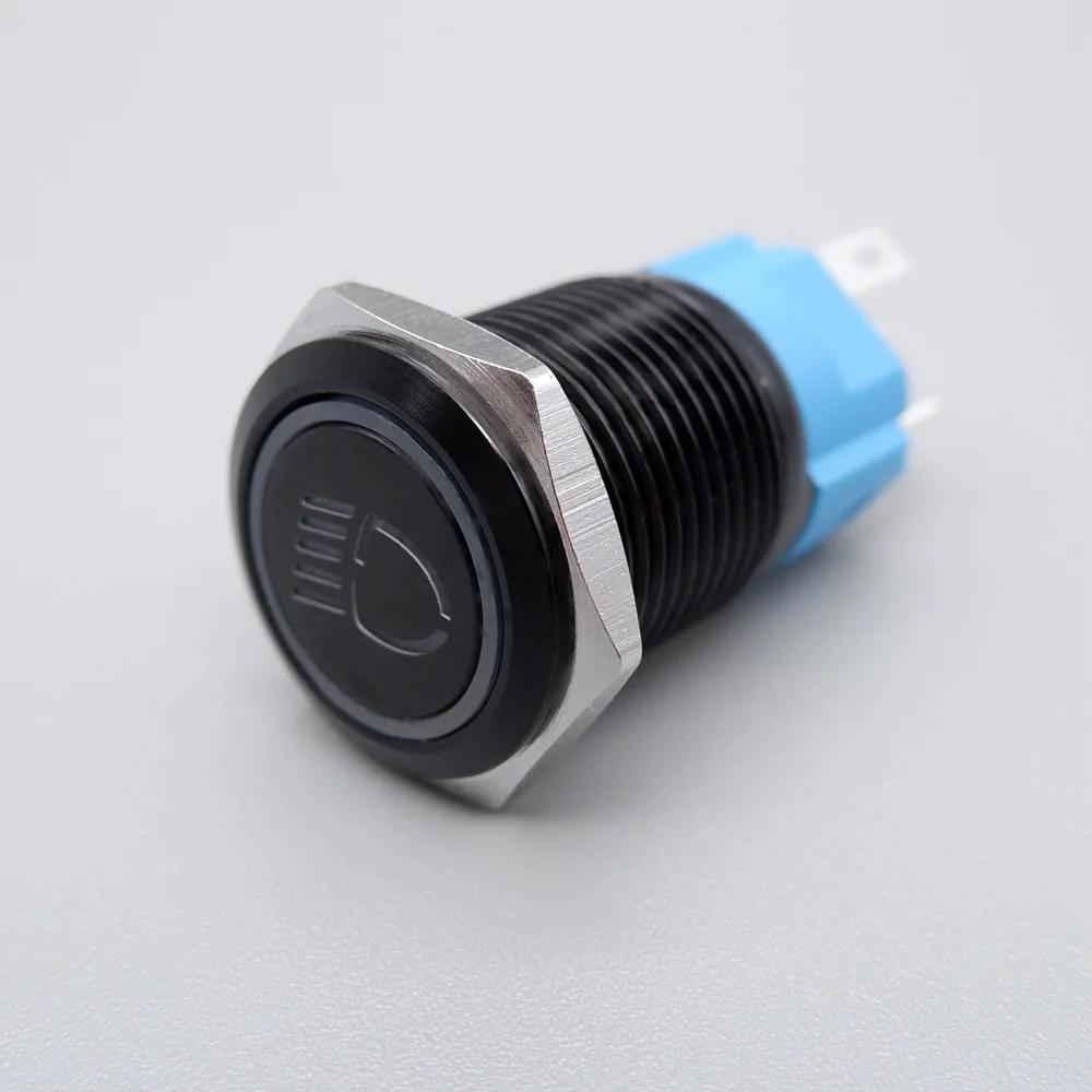 Custom Metal Push Button Switch 16mm 19mm 22mm Black Laser Luminous Waterproof Momentary Latching 12V 24V Motorcycle Car Switch