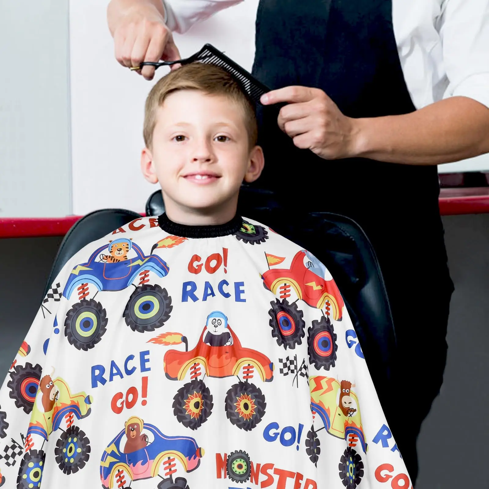 Salon Polyester Kids Cartoon Haircut Hairdresser Cape Hair-Cut Barber Wrap Cutting Gown Hair Care Styling Supplies