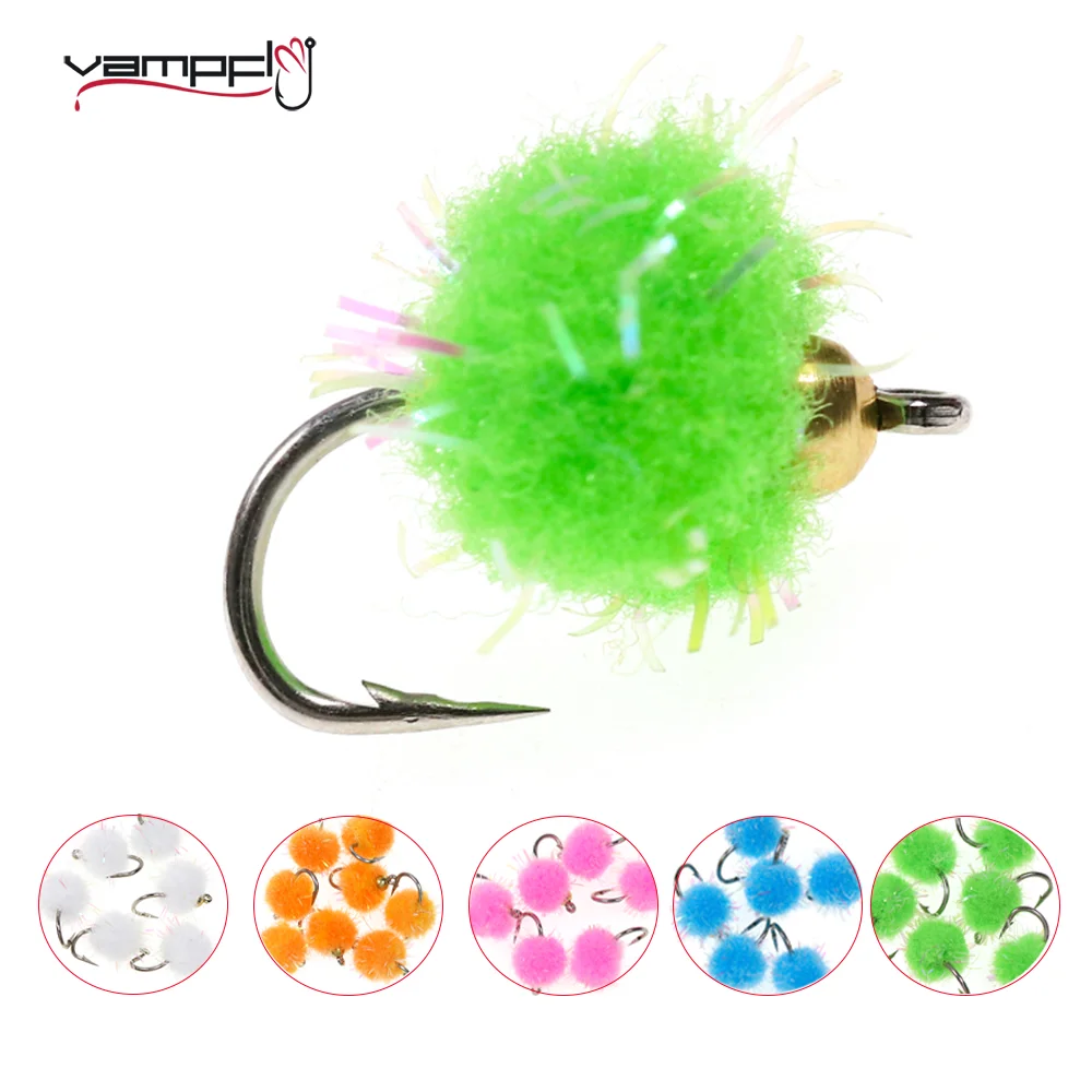 

Vampfly 10PCS/Pack 12# Brass Bead Head Mirco Egg Fly Nymph Wet Fast Sinking Fly Trout Char Grayling Fly Fishing Lure Baits