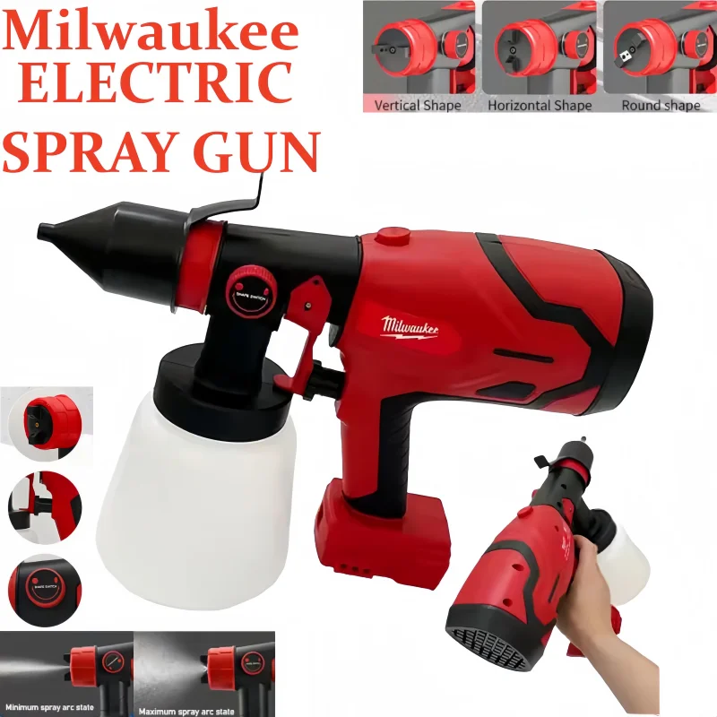 جديد حقيقي ميلووكي 800 مللي بندقية رذاذ كهربائية لاسلكية عالية الطاقة بخاخ طلاء المحمولة أثاث السيارات الصلب طلاء البخاخة