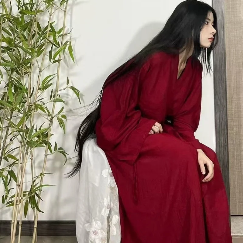 

Hanfu Robe Big Sleeve Kimono Female Male Unisex Costume Long Dress Daily Wear Black Red Chinese Traditional Cosplay Stage Dance