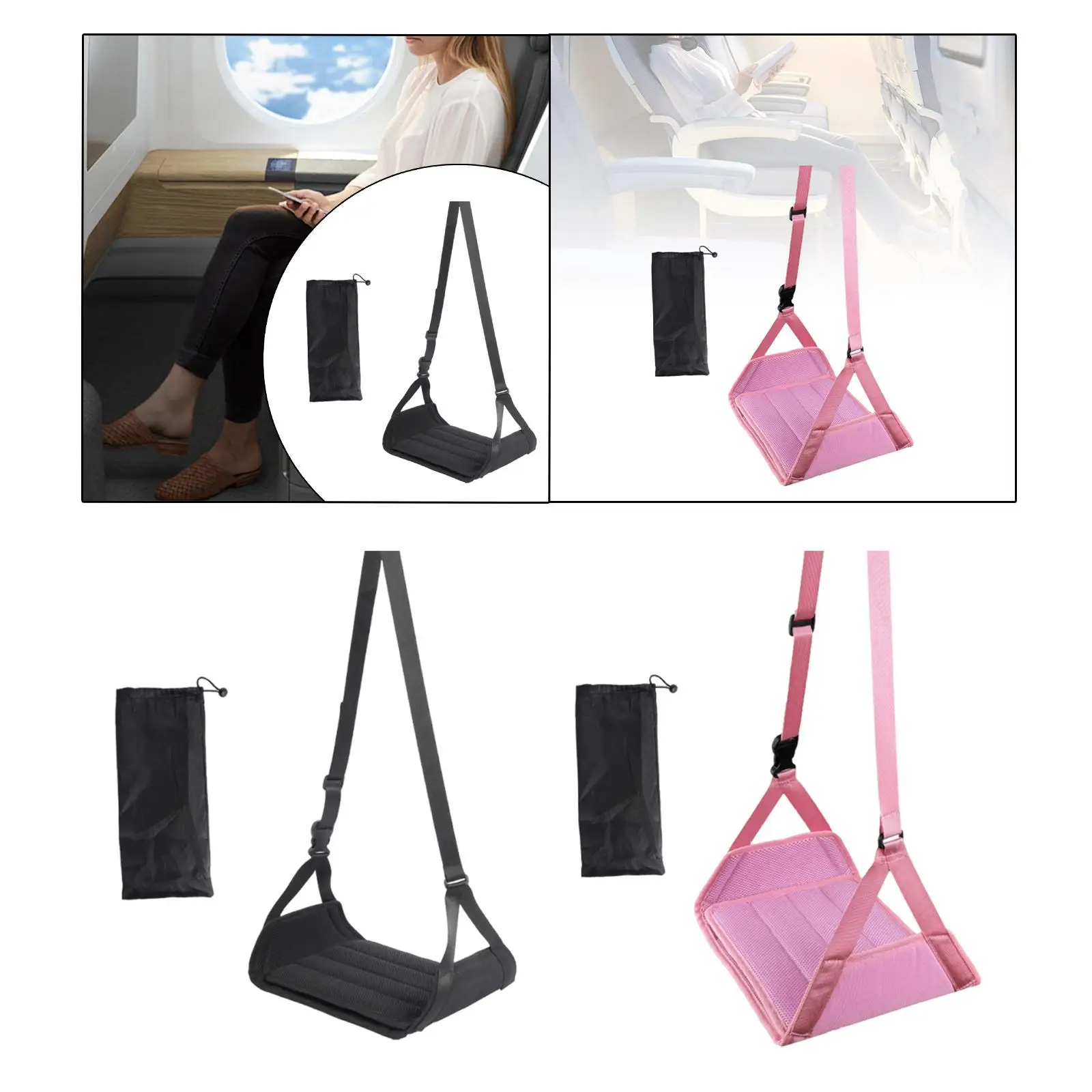 

Airplane Foot Hammock Support Comfortable Plane Footrest for Car Office Home