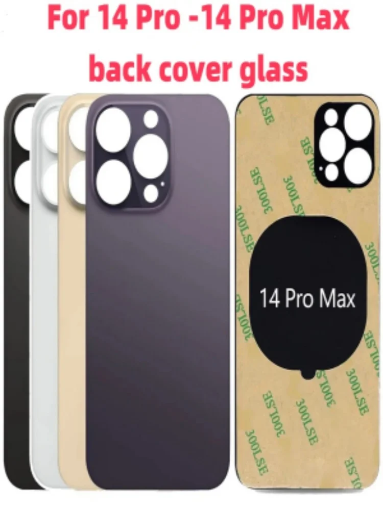 Back Glass+3M glue For IPhone 14 Pro-14 Pro Max Back Cover Glass Fast Replacement Housing Battery Cover Big Hole Rear Glass