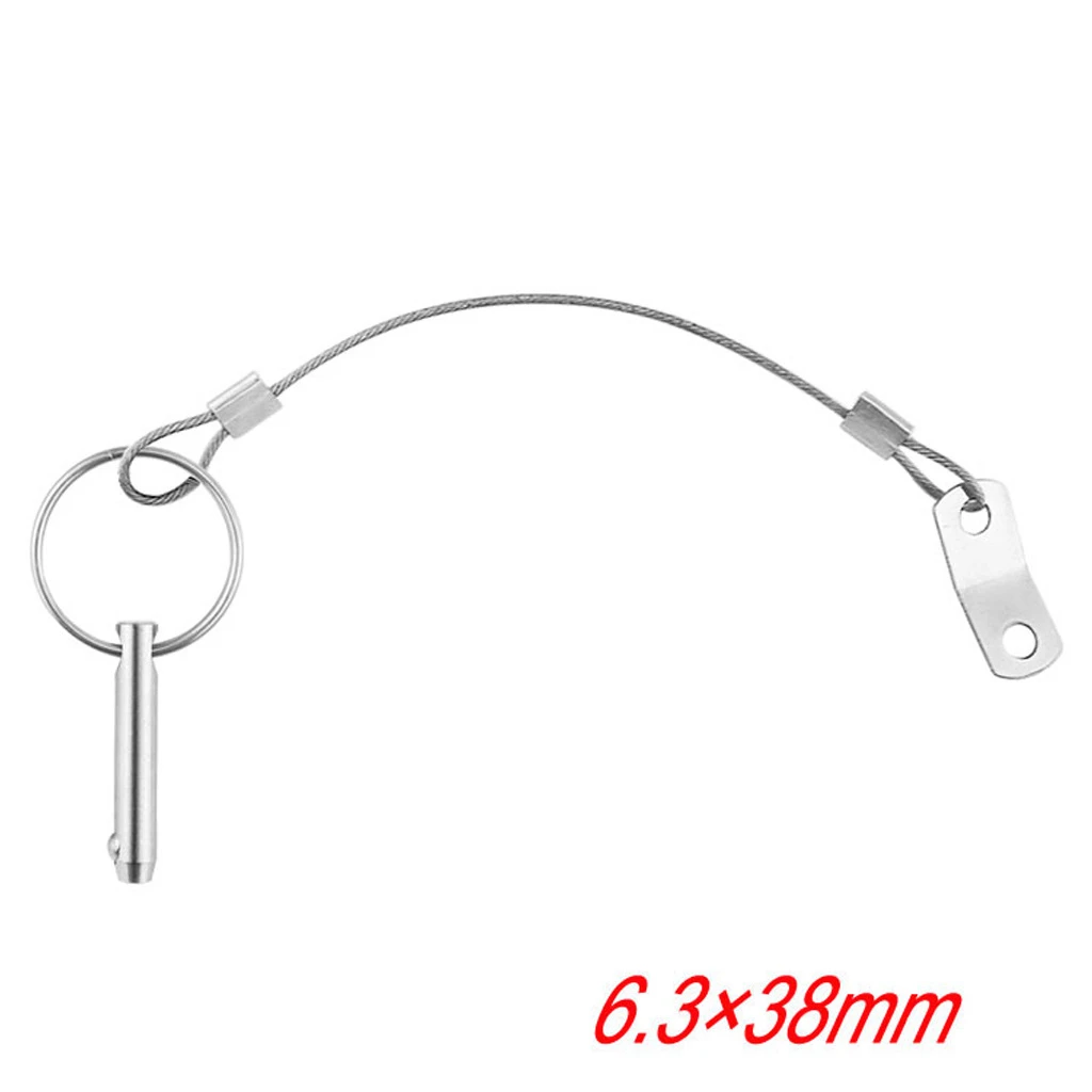 6.3mm Stainless Steel 316 Quick Release Pin With Lanyard For Boat Bimini Top Deck Hinge Marine hardware Pin With 150mm Rope