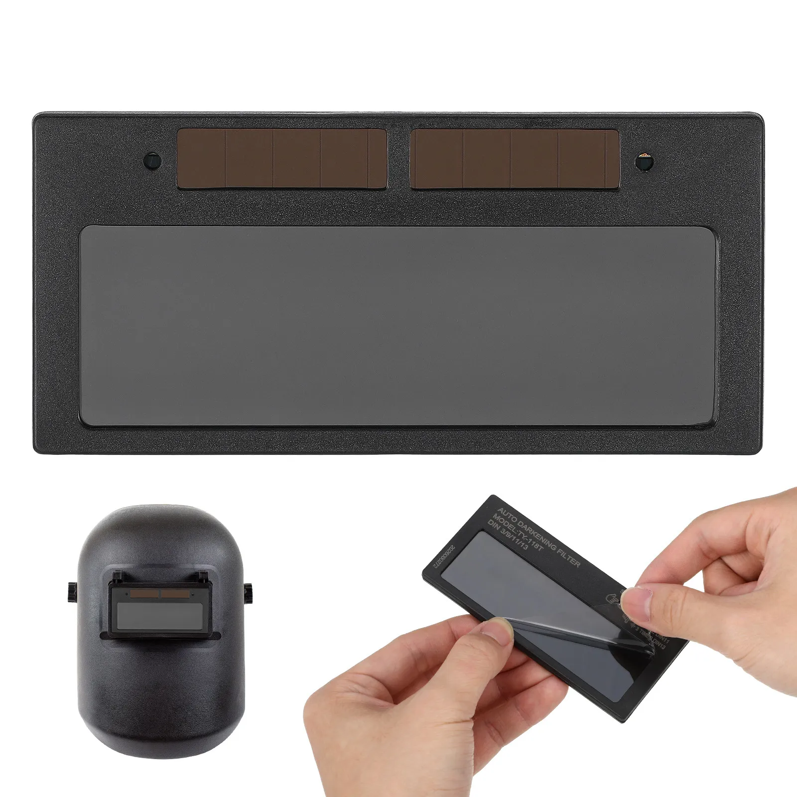 Auto Darkening Welding Lens Replacement for Welding Helmets Face Masks Hoods High Clarity Solar Powered Filter Lens Shade 9-13