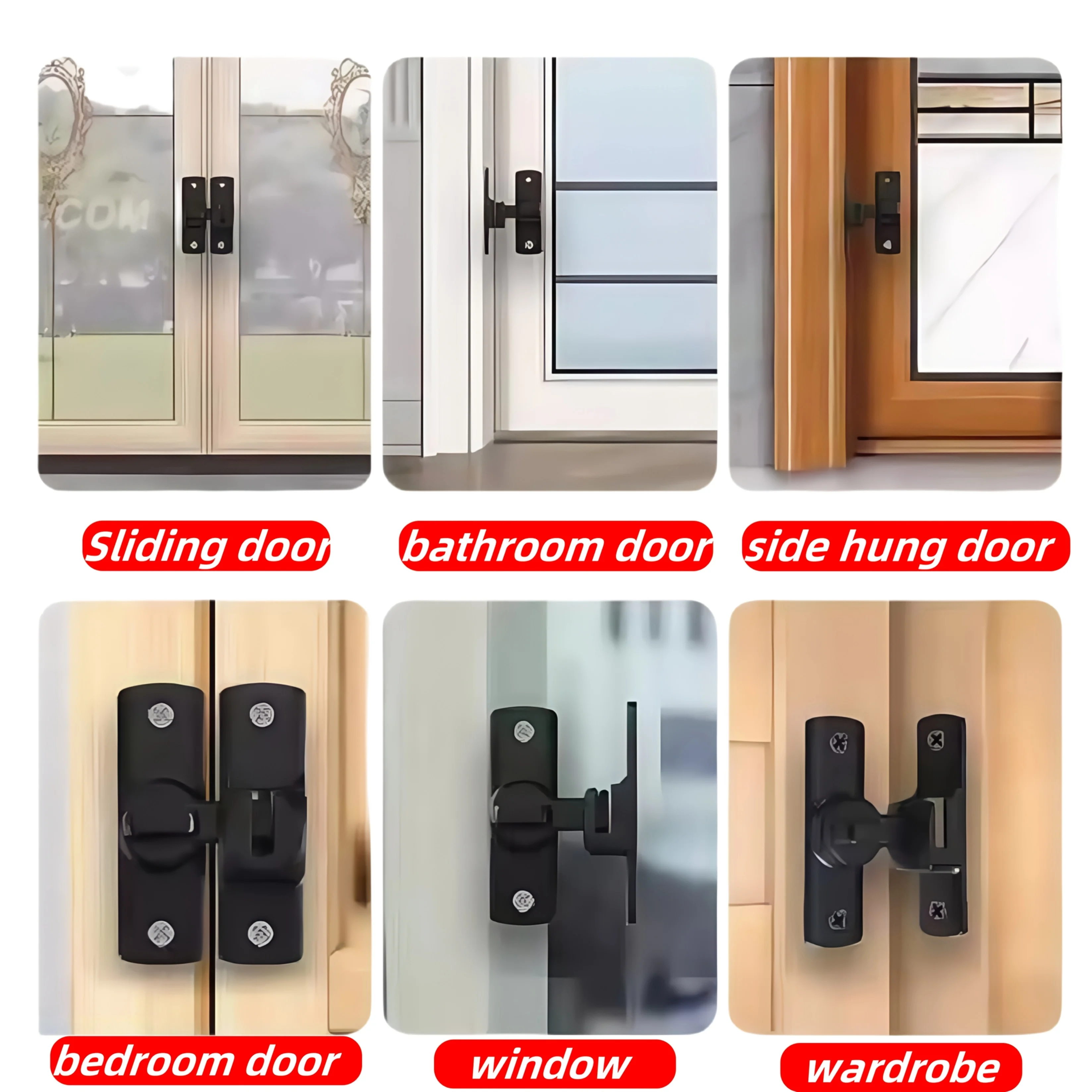 

1pcs Security Door Bolt Lock Residential Grade Security Latch Lock Adjustable Anti Pry Cabinet Door Sliding Latch Lock