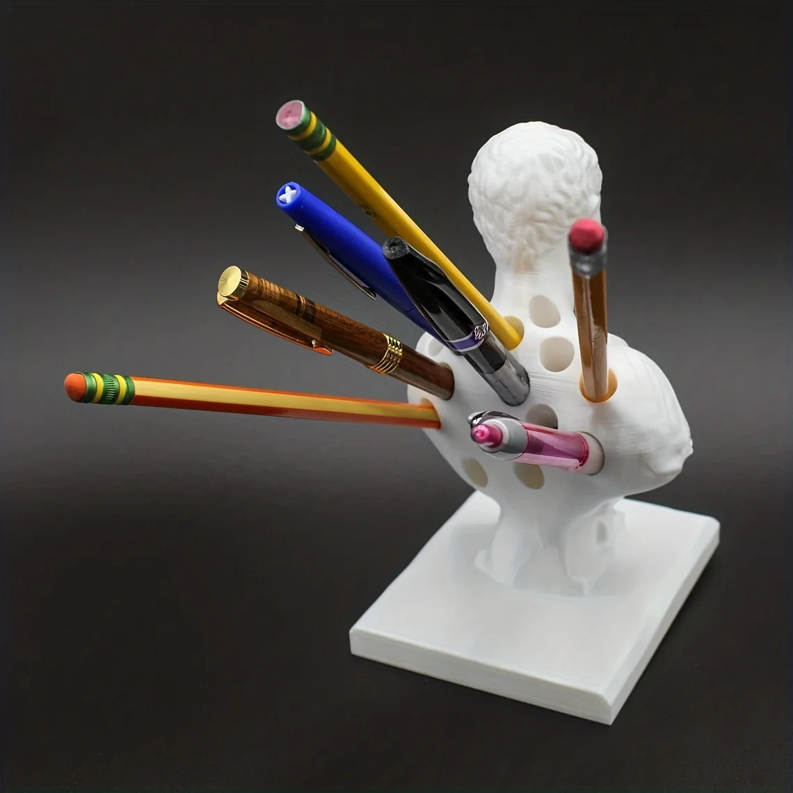 Vintage Sculpture Desk Organizer for Art Lovers Roman Style Bust Pen Holder Office Gift Creative Furniture Decoration