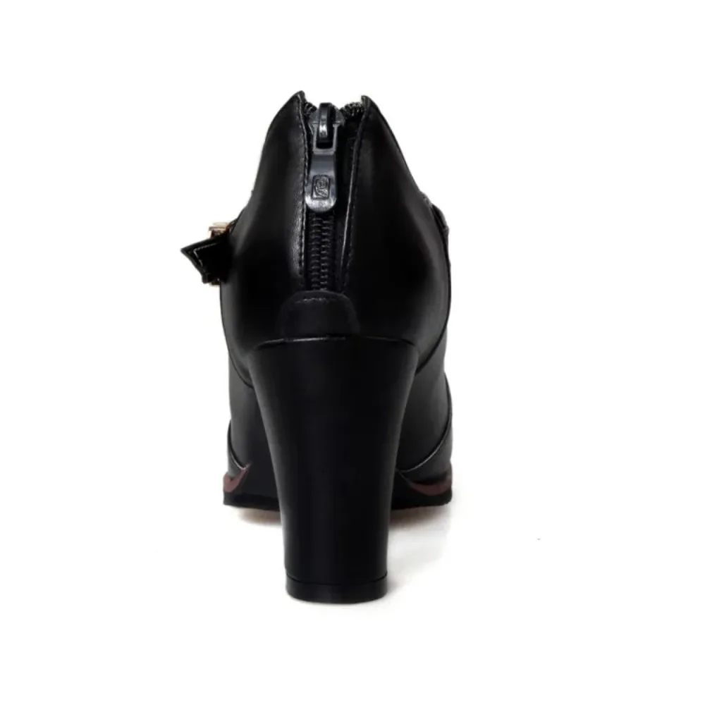 Women High Heels Sapato Feminino Big Size 45 46 47 48 Round Toe Ankle Height High Quality Soft Fashion Pumps Ladies Shoes 07-2