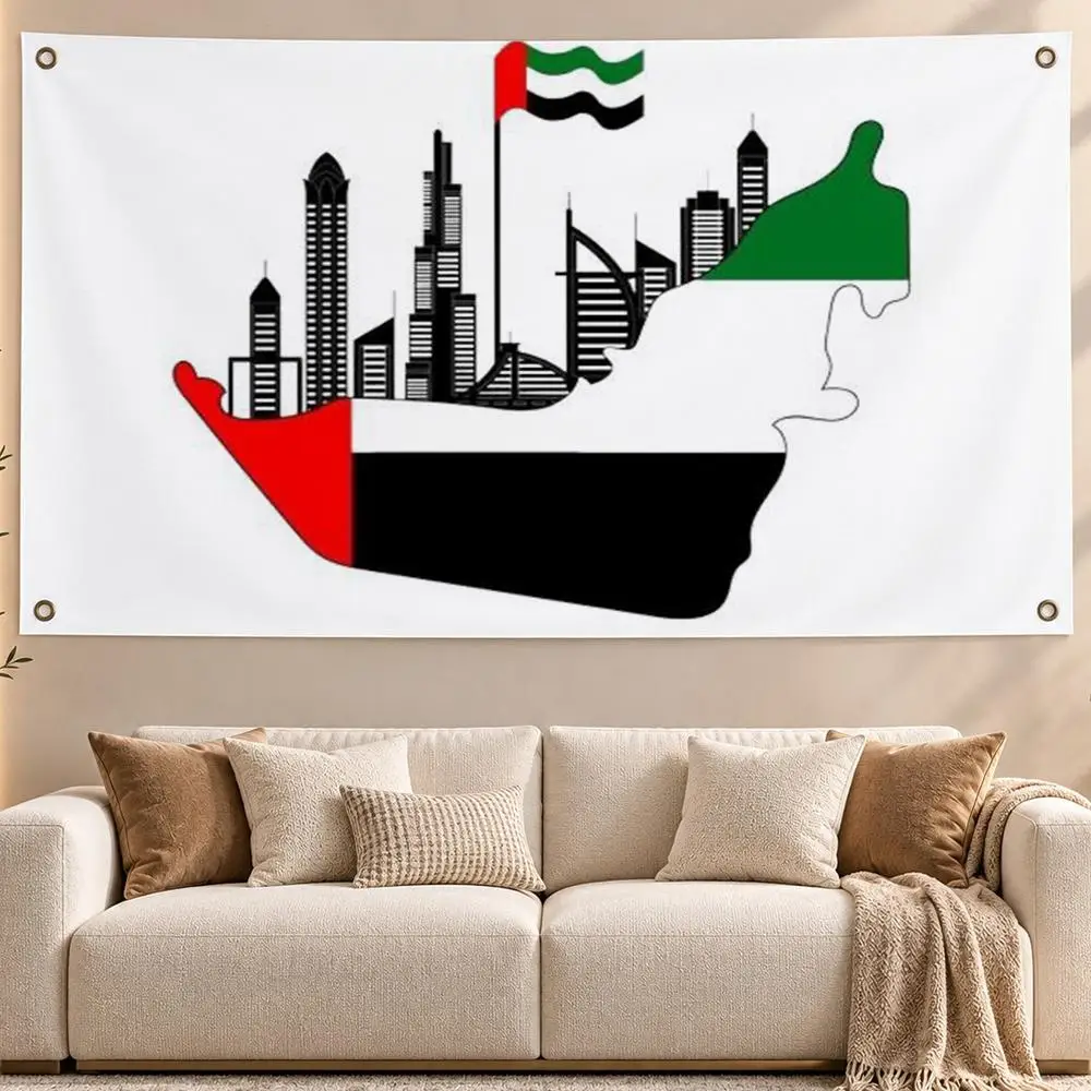 Luxury Country United Arab Emirates Flags Aesthetic Wall Hanging Flag Banner Bedroom Living Room Home Decor Large HD