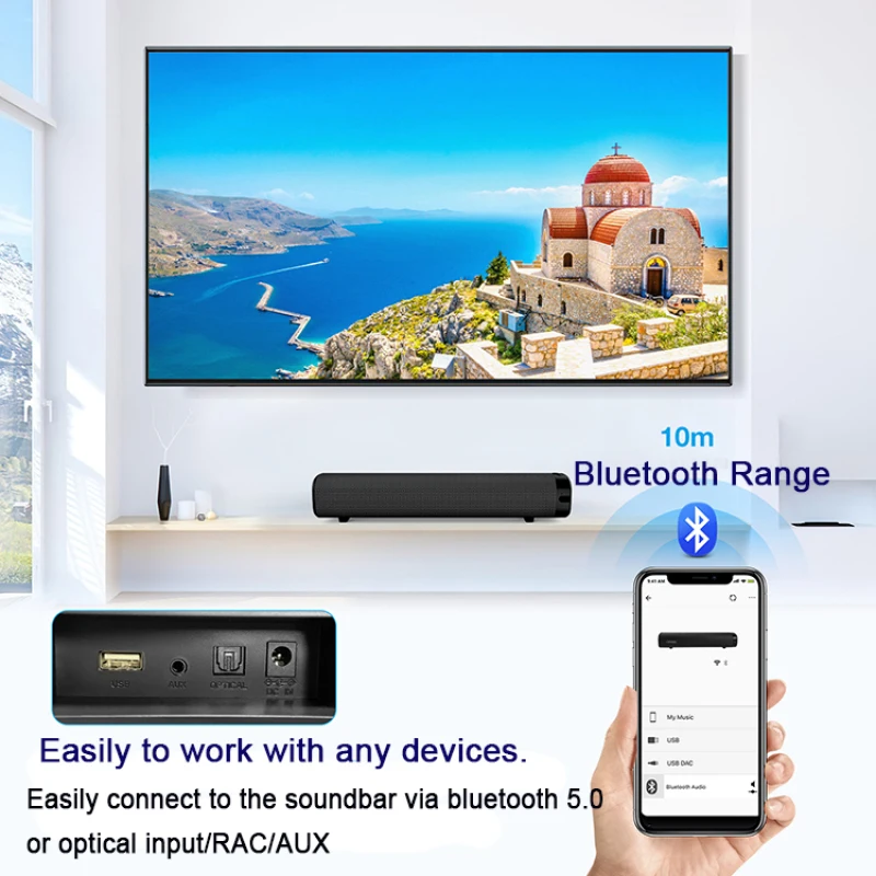 شريط صوت محيطي ثلاثي الأبعاد لاسلكي للمسرح المنزلي ، مكبر صوت عالي الطاقة 30 واط ، نظام مكبرات صوت المسرح ، جدار صدى التلفزيون ، مكبر الصوت SS01