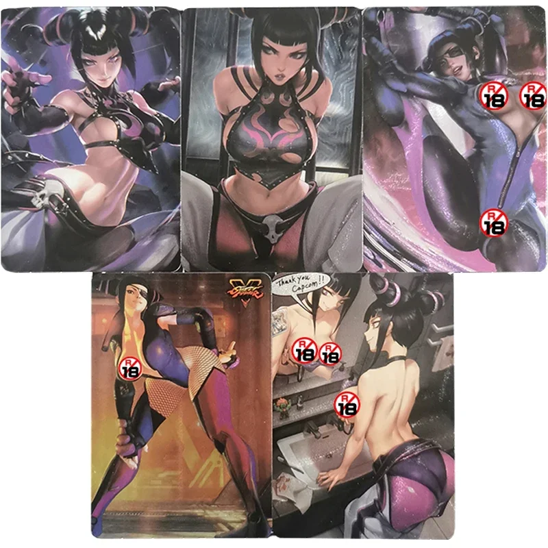 

5Pcs/set Sexy Anime Girl Cards Street Fighter Han Juri Hot Spider Girl SF Game Collection Cards Toys Christmas Gifts