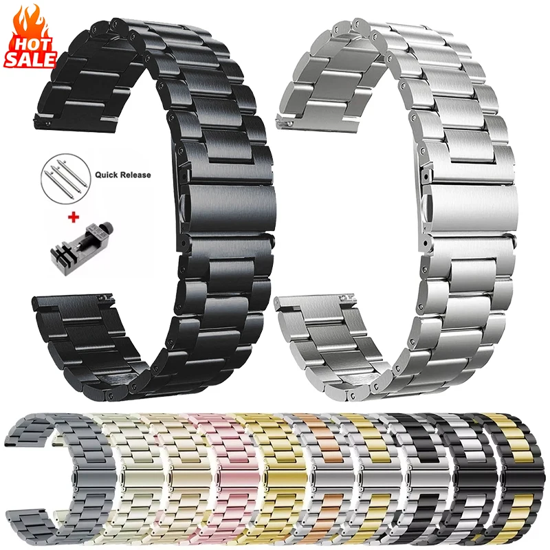 20mm 22mm Stainless Steel Strap for Samsung Galaxy Watch 7 6 5 4 5Pro Gear S3 6 4 Classic Metal Band for Huawei Watch GT5 4Pro 3