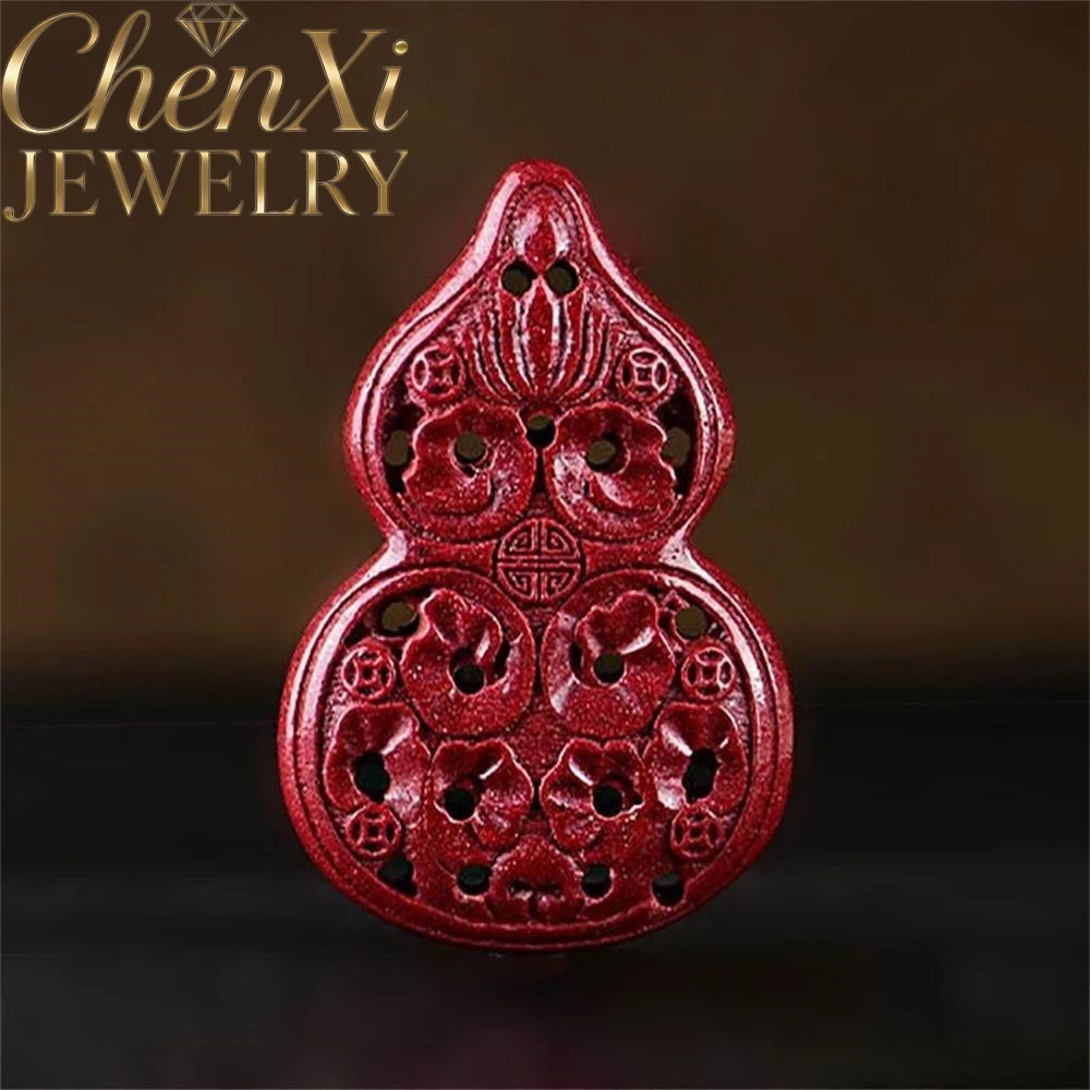 Cinnabar Gourd Hollowed-Out Pendant Luxury Quality Fashion Fine Jewelry Exquisite Elegant Popular Best Charms Mascots Young Gift
