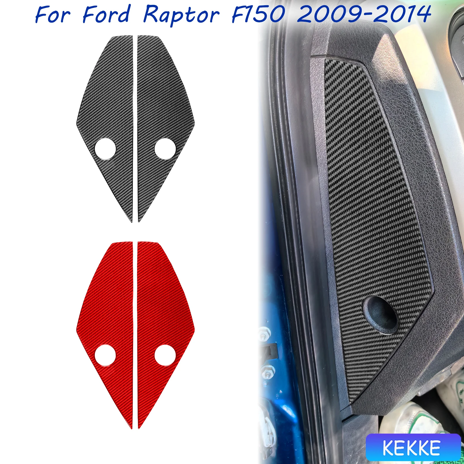 

For Ford F150 Raptor 2009-2014 Real Carbon Fiber Dashboard Sides Door Groove Accessories Interior Cover Decorative Stickers Trim