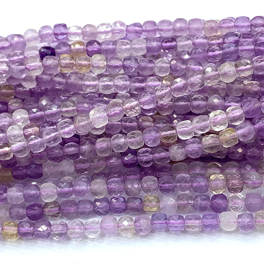 

Veemake Natural Ametrine Cube Irregular Faceted Beads For Jewelry Making Purple Yellow DIY Gemstones Necklaces Bracelets 06824