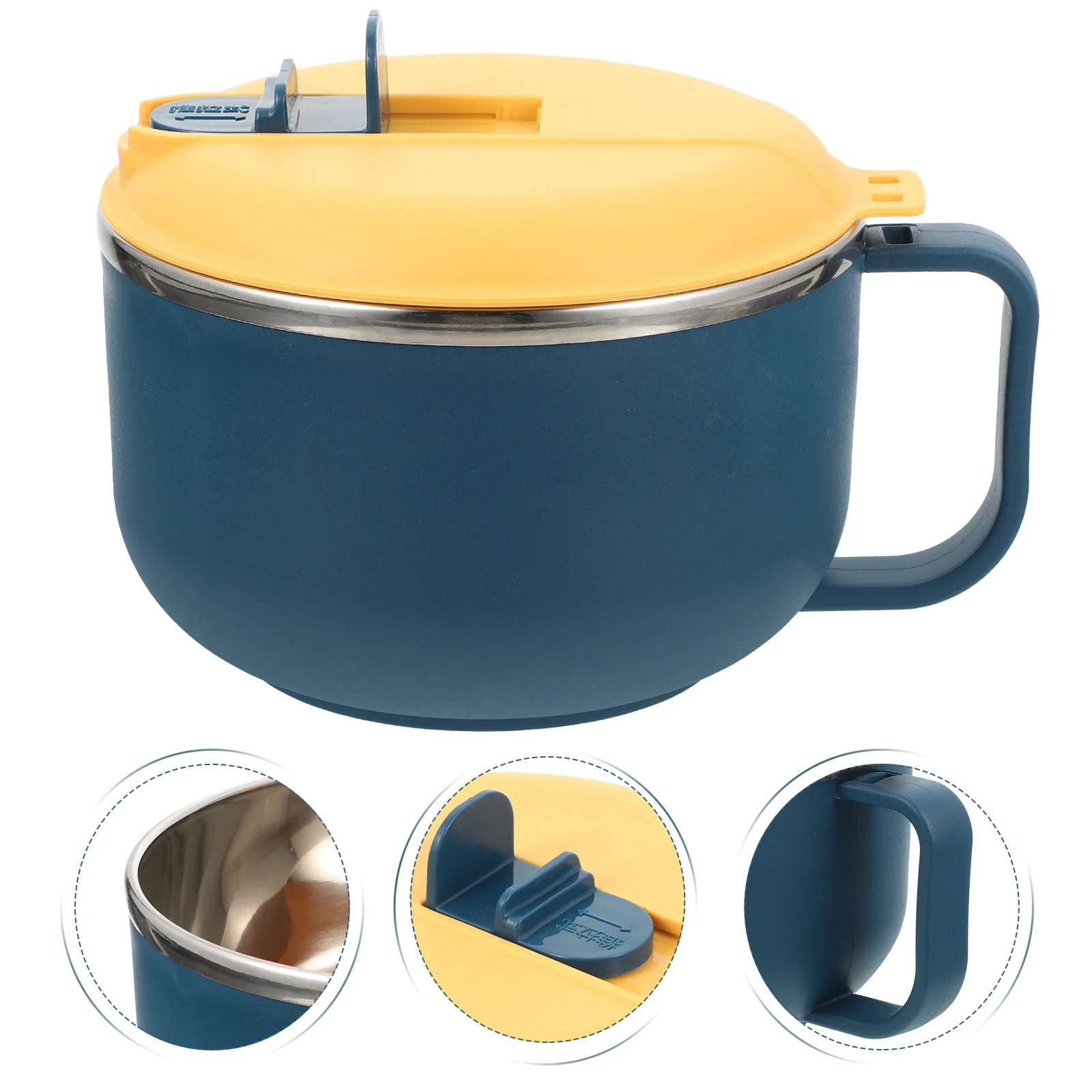 

Stainless Steel Soup With Lid Microwavable Reusable Noodle Ramen Bowl Compact Wear Resistant Food Bowl For Kitchen Home