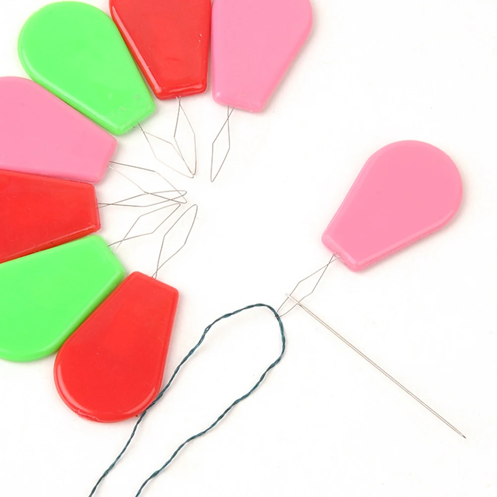 30Pcs Needle Threading Tool with Flexible Metal Wire Parallelogram Tip for Small Eye Needles Sewing Craft DIY Random Color