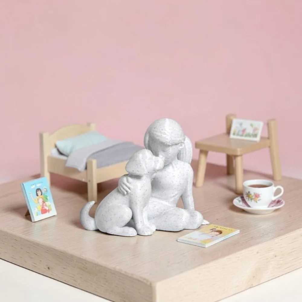 Gifts 3D Printed Girl And Dog Statues Cute Creative Nordic-Style Ornaments Decoration Desktop Dog Figurine Desktop Use