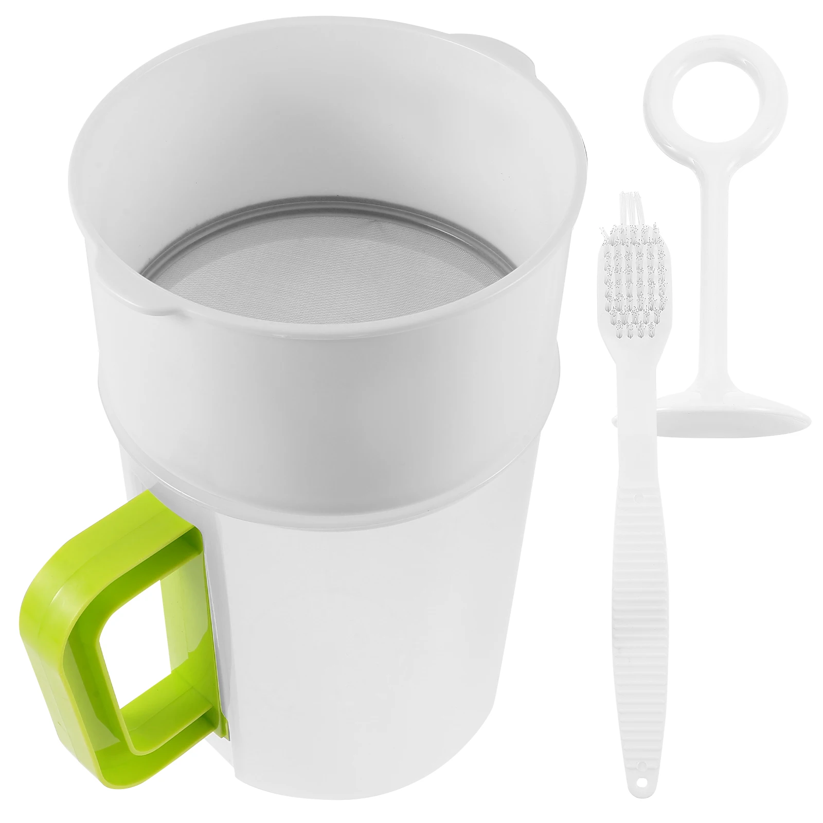 

Soy Milk Filter Cup Set 1 5L 80 Mesh Reusable Strainer Juice Tea Coffee Yogurt Fine Mesh Plastic Kitchen Tool Cleaning Brush