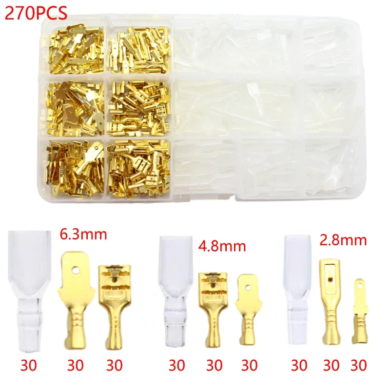 

Box Insulated Male Female Wire Connector 2.8/4.8/6.3mm Electrical Crimp Terminals Termin Spade Connectors Assorted Kit