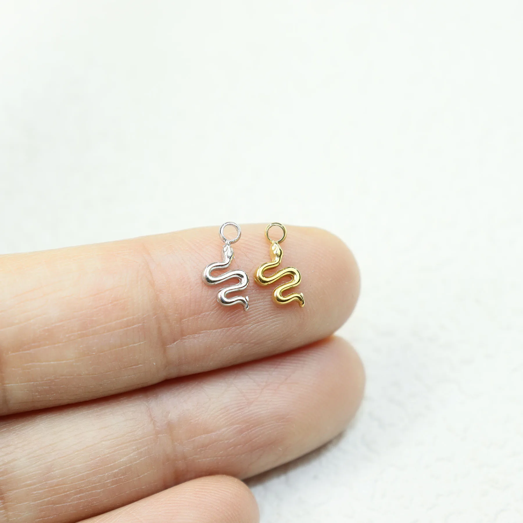 5pcs Stainless Steel Snake Jewelry Charms Pendant DIY Handcraft  Vacuum Plate Waterproof Antiallergic