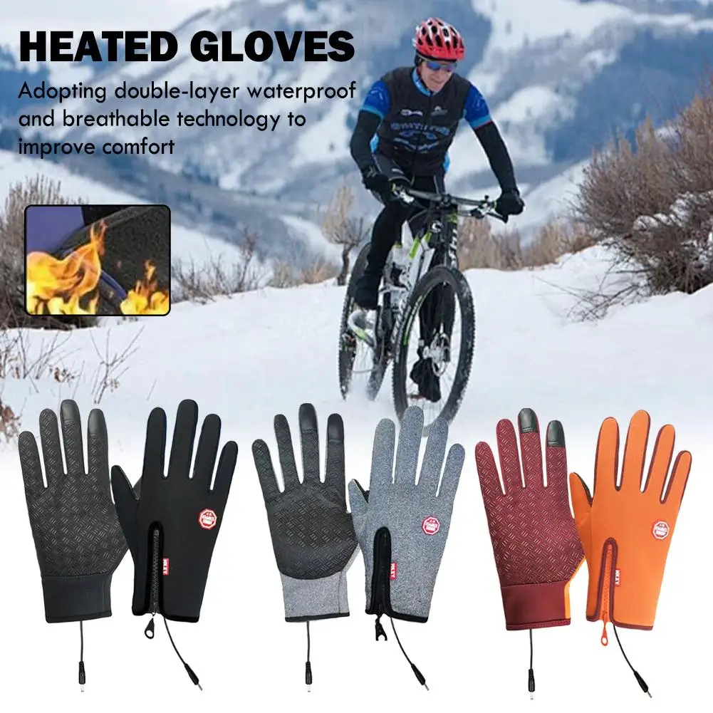 Gants chauffants électriques d'hiver, pour cyclisme en plein air, conduite, écran tactile, antidérapants, pour moto, coupe-vent, résistants au froid, G3Q3