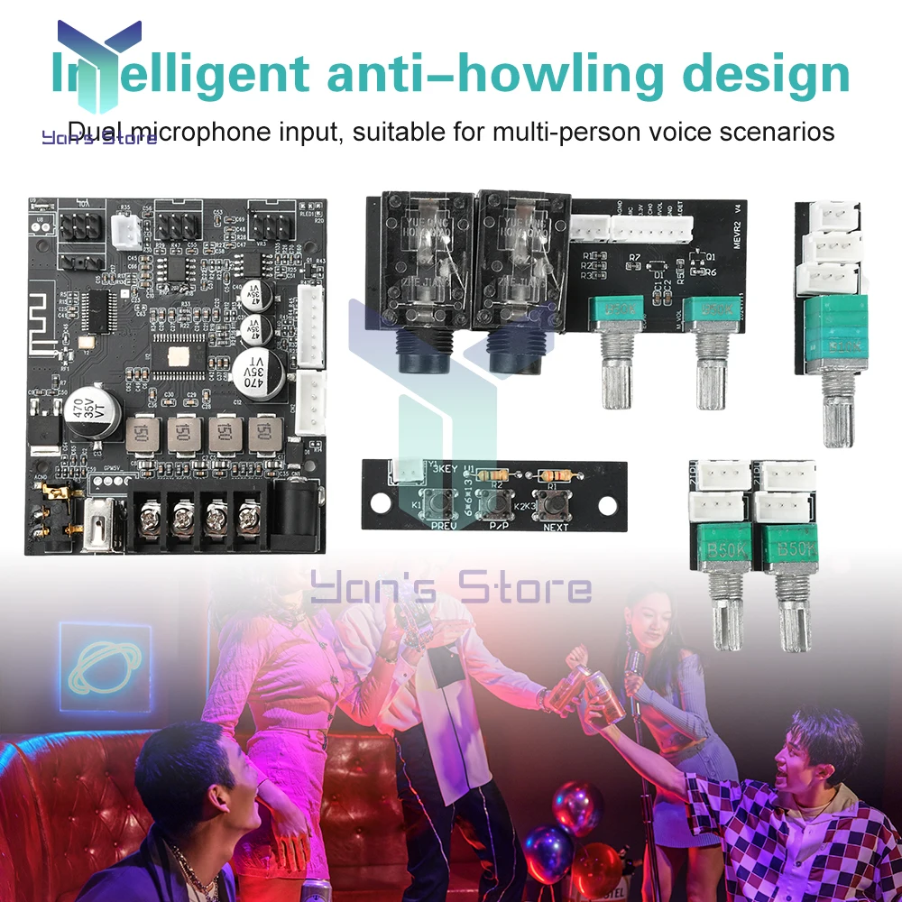 DC 12-24V 502T Microfono cablato Sistema audio Modulo scheda amplificatore Bluetooth TPA3116D2 Doppio canale 50W x 2