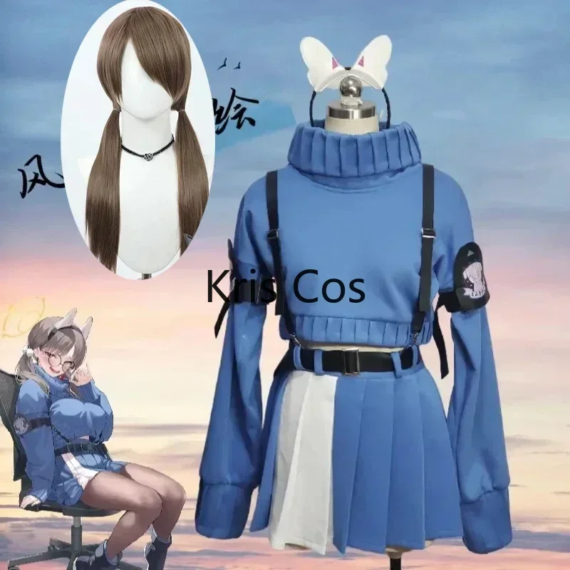

FC6Game Blue Archive KAZEKURA MOE Cosplay Costume Party Suit Top Skirts Uniform Women Gilrls Halloween Role Play Wig Shoes @FC8！