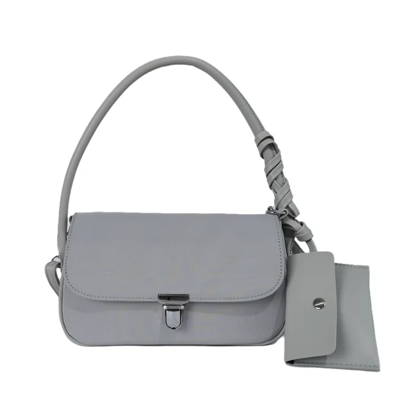 Chic Gray Nylon Underarm Bag Women's New Versatile One Shoulder Bags Elegant Female Party Small Square Handbags Trend