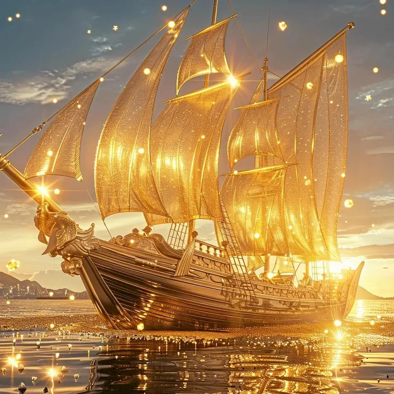 SDOYUNO 5D DIY Diamond Painting Sailboat Diamond Embroidery Gold Ship Cross Stitch Full Round Square Drill Mosaic Art Gift Decor