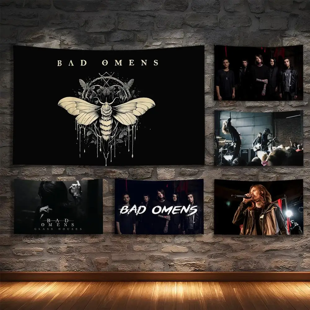 

B-BAD OMENS Rock Tapestry Custom Living Bedroom Party Dormitory interior Wall bohemian Decoration Attached clip