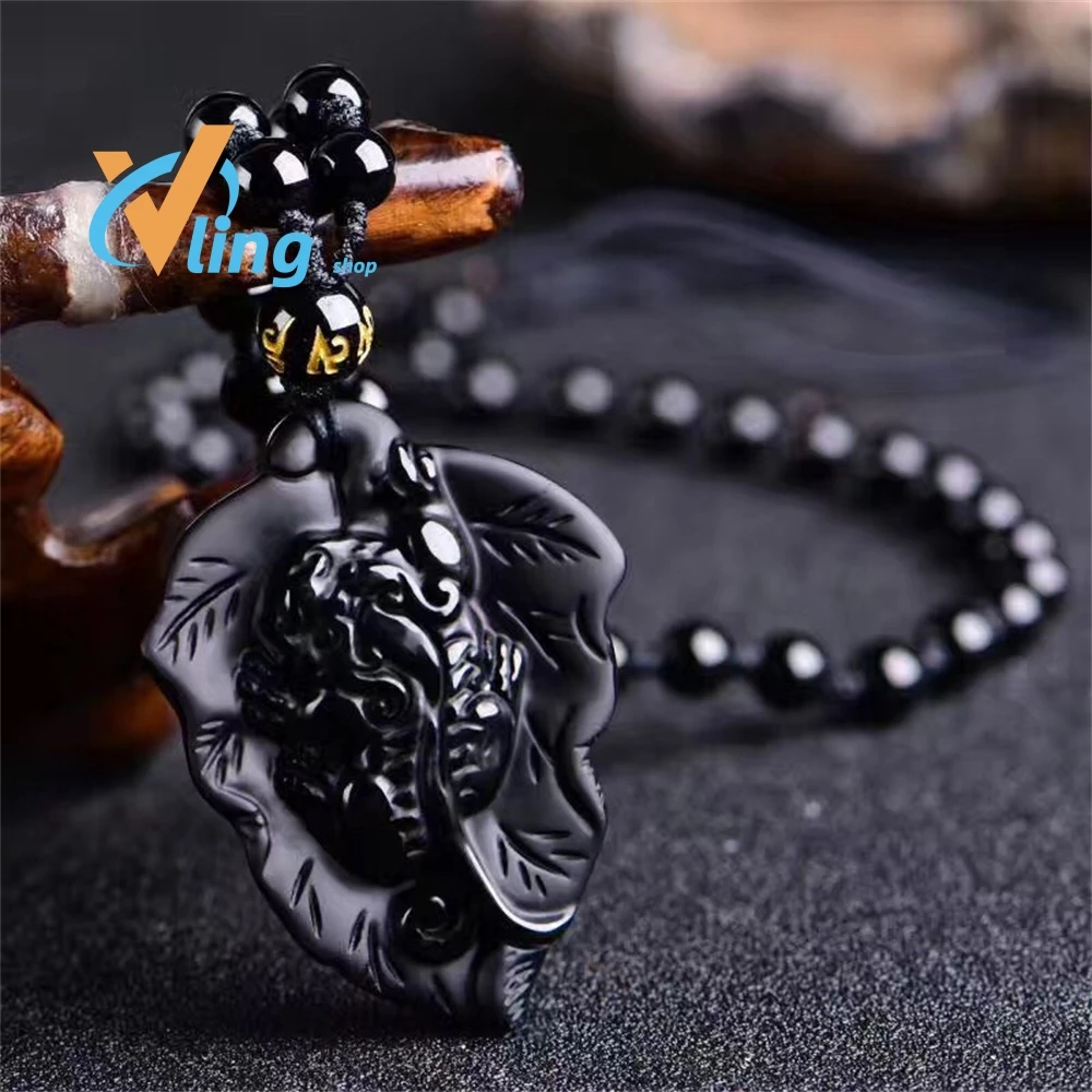 

Natural Obsidian Get rich overnight Brave Troops Pendant Jewelry Fine Jewelry Exorcise evil spirit Lucky Amulet Crystal Pendant