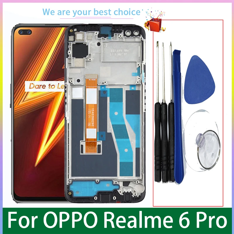 Dla OPPO Realme 6 Pro oryginalny wyświetlacz LCD z ramką montaż Digitizera z ekranem dotykowym, części zamienne, RMX 2061, RMX 2063