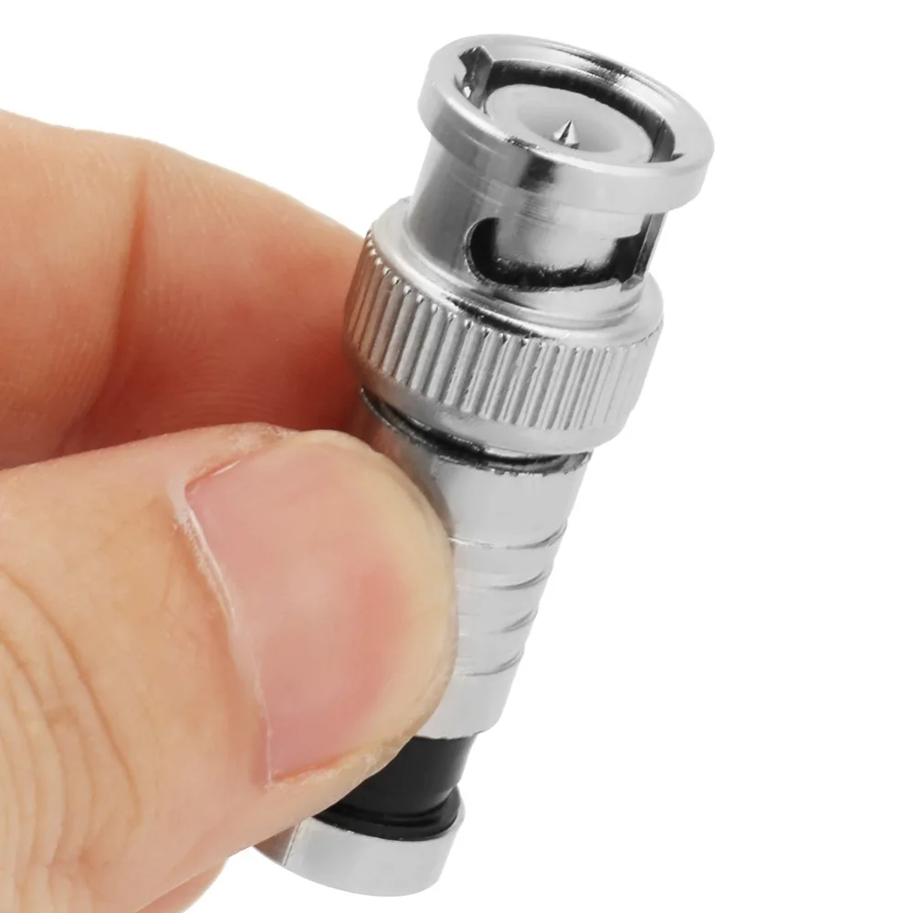 

10PCS Male BNC Compression Connector 75 Ohm Compression BNC Connector Copper Pin High Frequency Coaxial Q9 Adapter DVR Systems