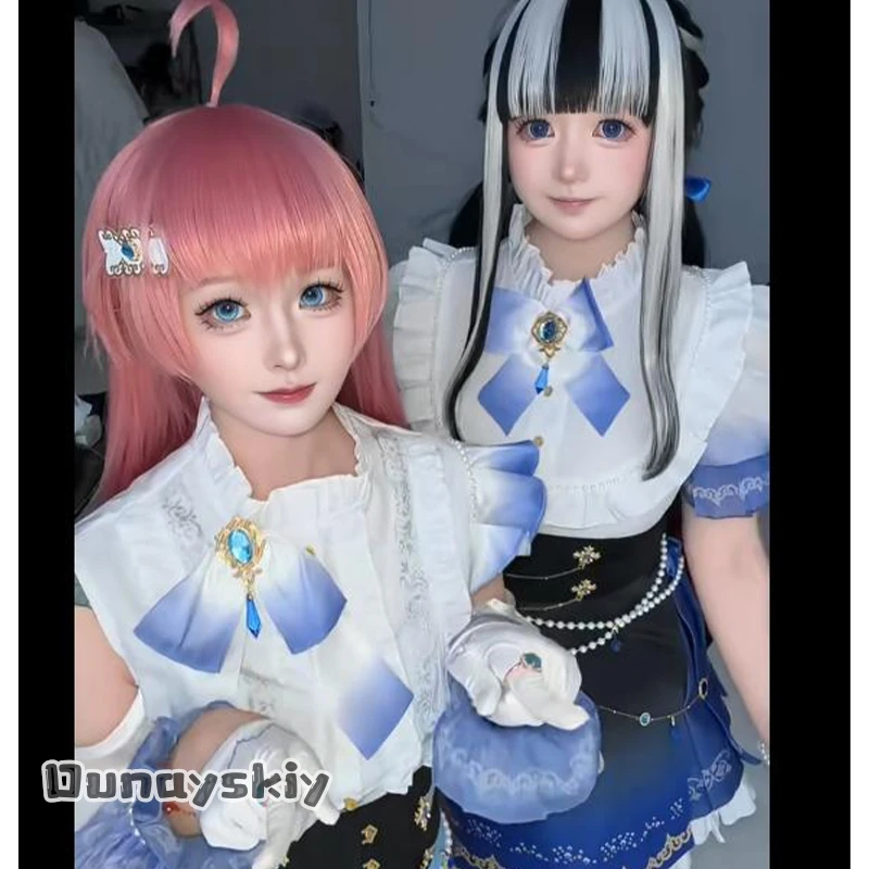 

Amanda%Anime Game BanGDream RAISEASUILEN Cosplay Pareo Idol Uniform Kawaii Blue Dress Retro Classic Lolita Necklace Halloween