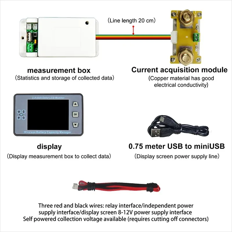 DC 0 ~ 500V bezprzewodowy miernik napięcia VAC8710F LCD bateria słoneczna ładowanie kulometr detektor mocy Tester Monitor amperomierz woltomierz