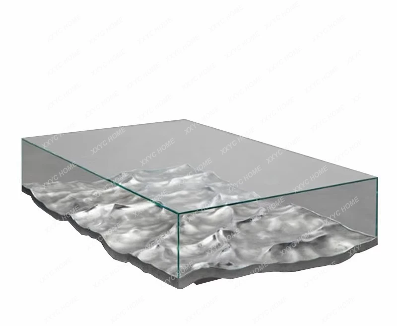 FRP imitation marble pattern coffee table water ripple electroplating light luxury