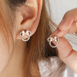 Boucles d'oreilles de dessin animé Minnie Mouse pour filles, goujons d'oreille, mode classique, mignon, mignon, doux, petit, frais, bijoux, cadeaux