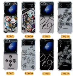 Anime Jujutsus Kaisens Label Phone Case for Samsung Galaxy Z Flip 3 4 Z Flip 5 6 Z Fold 4 5G PC Soft Anti-fall Back Cover