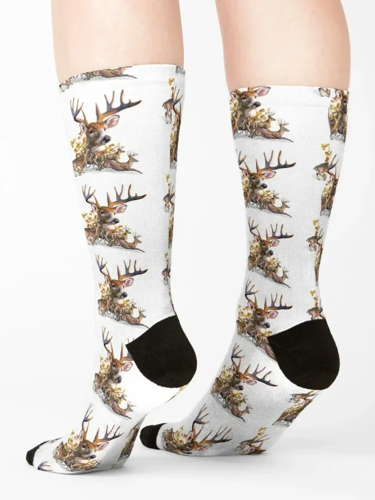 Deer Collage Socks colored funny gift tennis cotton Socks For Girls Men's
