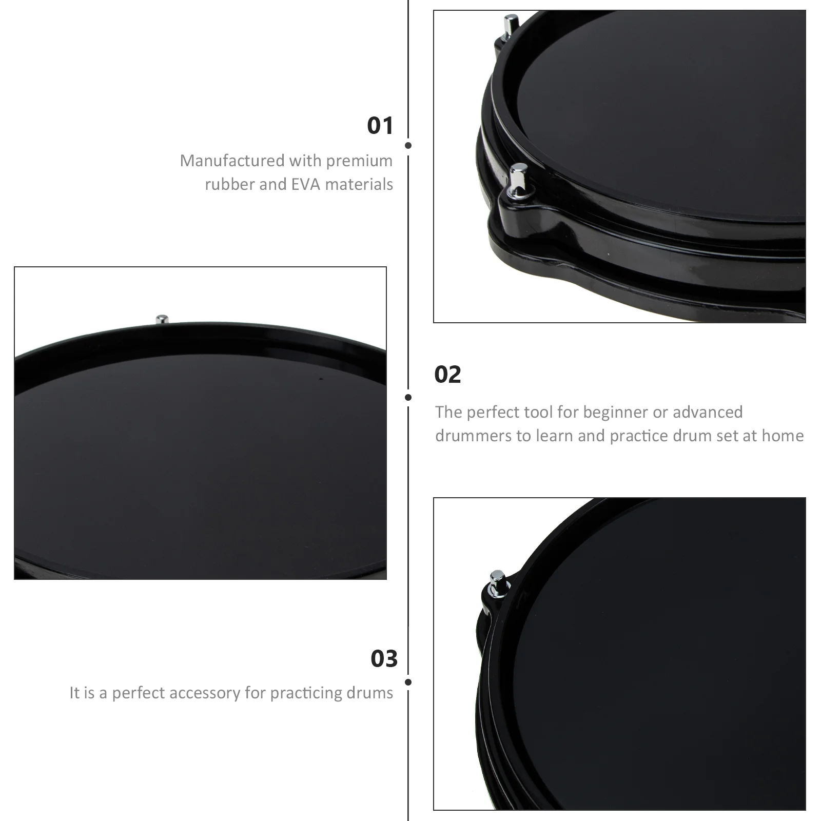 Electronic Snare Dumb Drum Pad Drummer Basic Skills Practice Mat Silent Black Eva